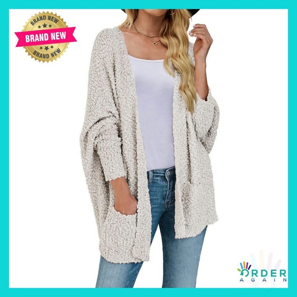 Oversized Sherpa Cardigan Chunky Knit Batwing Sleeve Cozy Winter Sweater Coat